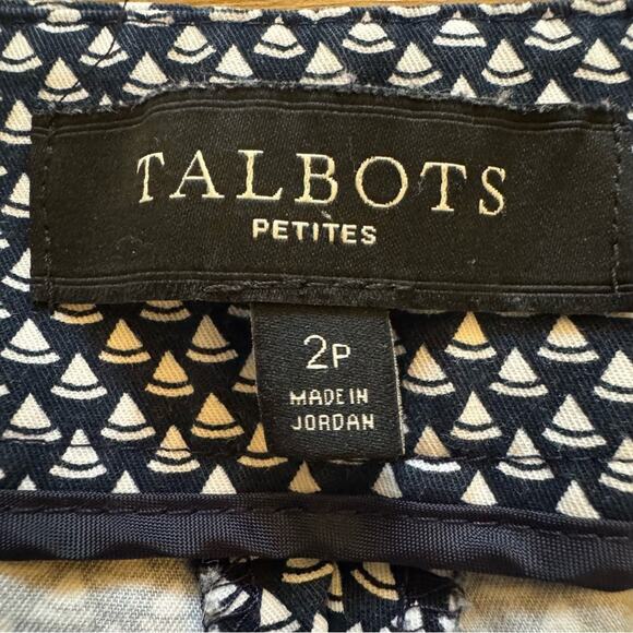 Talbots navy white flat front cropped pants size 2P
 b34 - Picture 2 of 4